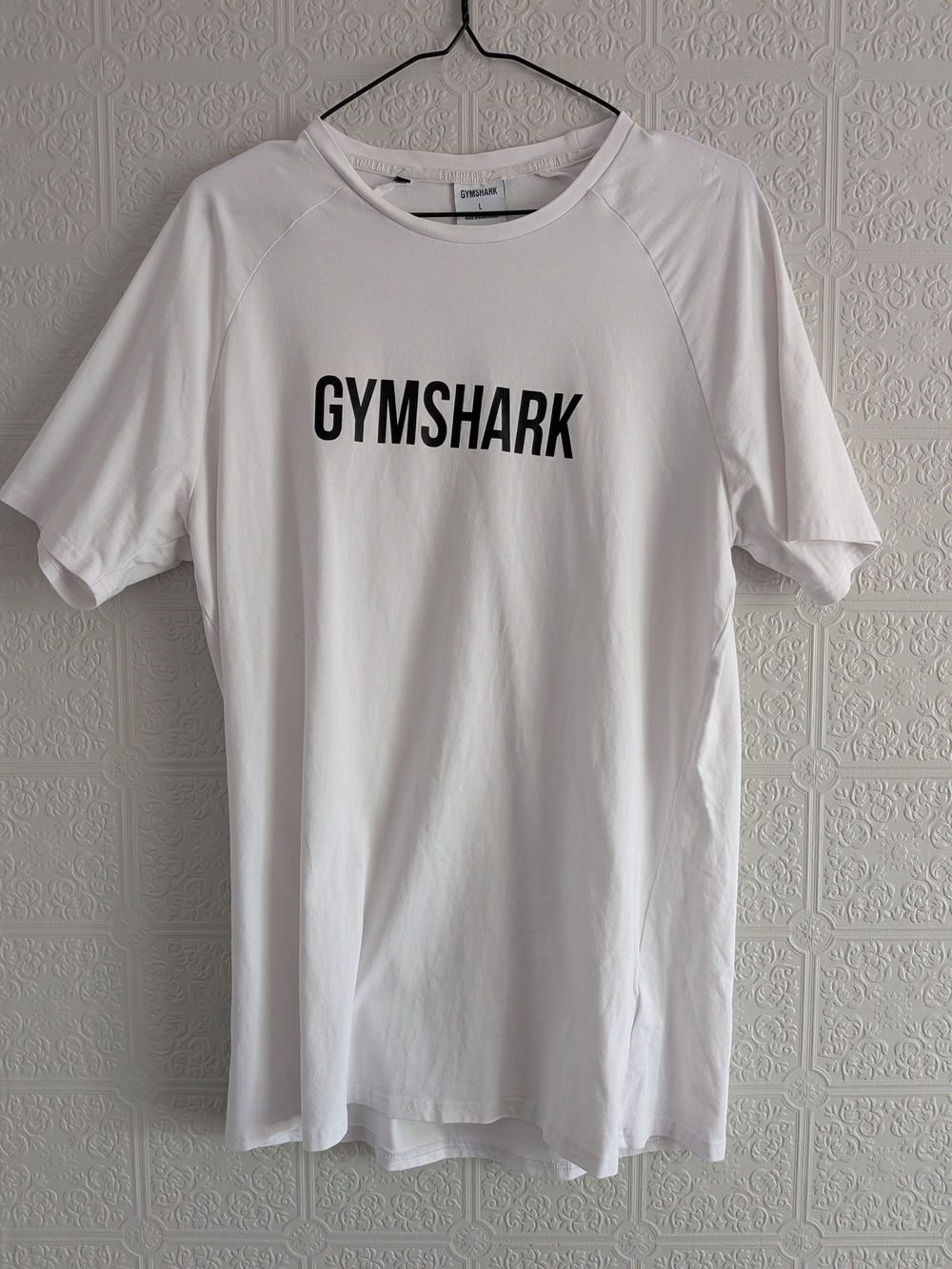Gymshark White Short Sleeve Logo Tee with Black Print